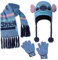 Disney Stitch Mütze und Schal Set mit Handschuhen für Mädchen (Blau 3er Set)