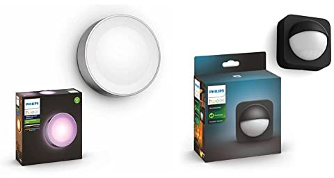 Philips Hue Daylo [INOX] Wall Lantern + Outdoor Motion Sensor. White and Colour Smart Lighting for Outdoor, Garden, Terrace and Patio Light.