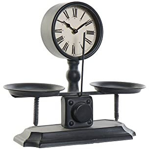 DKD Home Decor Reloj de Mesa de la Marca Cristal Negro Hierro (34 x 13 x 30.5 cm) (Referencia: S3026691)