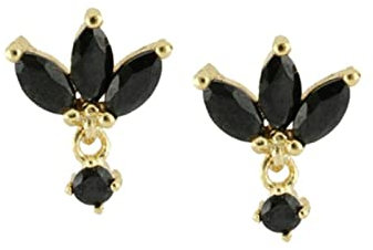 Beydodo Ohrringe Silber 925, Ohrstecker Damen Kleeblatt mit Schwarz Zirkonia Gold Ohrringe Nickelfrei Modeschmuck