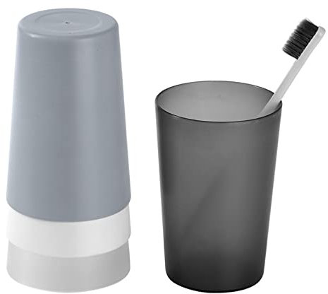 Misazy gobelet Salle de Bain 4 pièces gobelet Brosse à dent Enfant avec Une Bouche de Tasse Lisse pour Voyage Camping Accessoires de Salle de Bain Bien rangés (Noir, Gris, Blanc, Transparent)