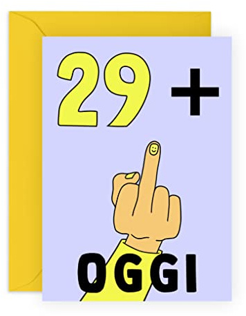 Central 23 Maleducato biglietto di auguri per amica - 29 + DITO MEDIO - 30° compleanno per uomo e donna - divertente biglietto di compleanno per lui o per lei - 30 anni compleanno- con adesivi