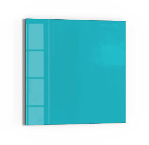 DEQORI Glas-Magnettafel | 50x50 cm groß | Unifarben - Türkis | Memo-Board aus Glas | Magnetboard inkl. Magnete, Stift & Tuch für Küche & Büro | Tafel magnetisch & beschreibbar