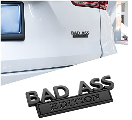 Bad Ass Edition Emblem für Auto, 2 Stück, 3D-Buchstaben aus Chrom, Aufkleber für Kotflügel, Abzeichen-Aufkleber mit 3M starkem Klebstoff, Auto-Ersatz, universelles Fahrzeug-Außendekorationszubehör