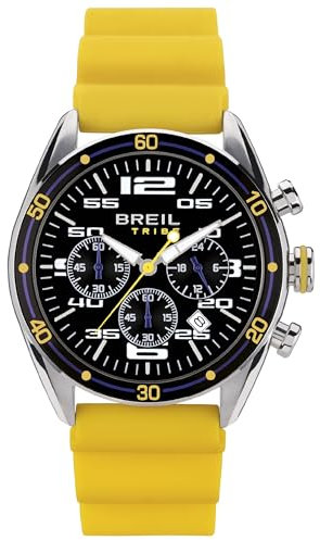 Breil Orologio UOMO SCORE quadrante MONO-COLORE NERO movimento CRONOGRAFO QUARZO e CINTURINO SILICONE GIALLO EW0635