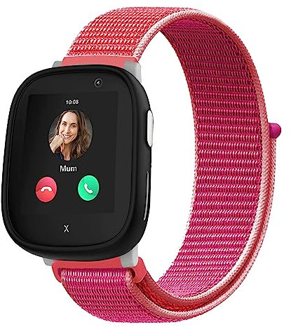 Niboow Armband für Xplora X6 Play, Kids Smartwatch Weich Atmungsaktiver Ersatzriemen, Mädchen Jungen Nylon Uhrenarmbänder Einstellbar Ersatzband, Sport Watch Band für Xplora X6 Play - Rot