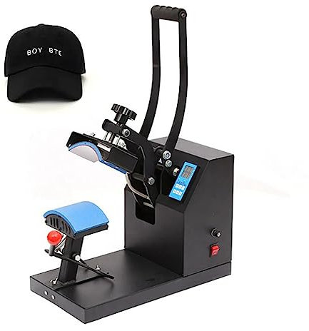 OPSREY Machine de Presse à Chaud, Presse à Capuchon à élément incurvé, Zone de marquage à Chaud 8 * 14 cm, Presse à Chaud à clapet pour Chapeaux, Casquette de Baseball avec minuterie LCD numérique et