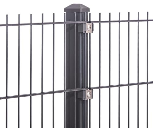 Doppelstabmattenzaun 656 Set mit Va Klemmhalter Anthrazit Gartenzaun Neu 7,5m-50m Stabmattenzaun | 15-183 cm