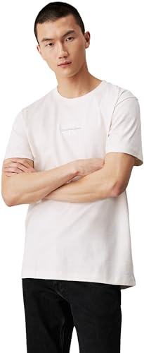 Calvin Klein Jeans Herren T-Shirt Kurzarm Monologo Rundhalsausschnitt, Weiß (Ivory), XS