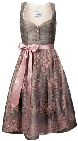 Edelnice Trachtenmode Exklusives Designer Midi Dirndl Claire mit Knopfleiste inkl. Dirndlschürze Gr. 32-54 (DE/NL/SE/PL, Numerisch, 48, Regular, Regular)