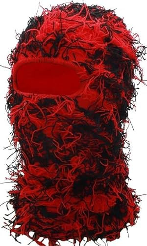 Ezweiji Balaclava Maske Skimaske Sturmmaske Winddichte und Atmungsaktive Kälteschutzmaske für Ski, Motorrad und Outdoor Aktivitäten (Nylon, Rot)