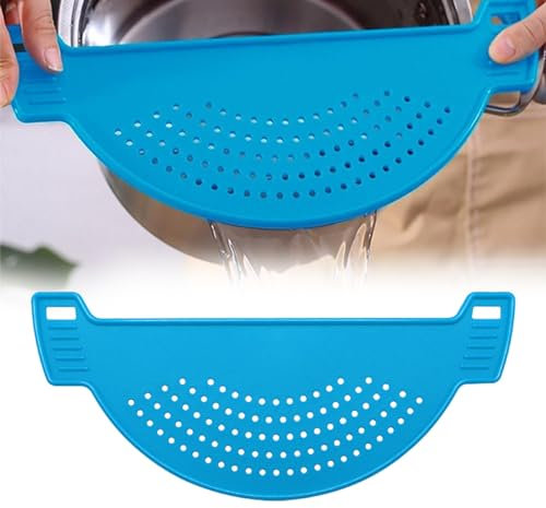 Égouttoir,Passoire Pates,Passoires Alimentaires,Passoire Pates,Filtre de Cuisine,Passoire pour Marmites,Passoire en Forme de Demi Lune,Égouttoir de Cuisine en Plastique,Aide au Drainage Bleu Tokaneit