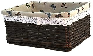 Cesta para la colada, cesta para clasificar la cocina, cesta para utensilios, cesta de almacenamiento de ratán, bandeja para tocador, cestas con forro de mimbre, cesta rústica para bodas, co