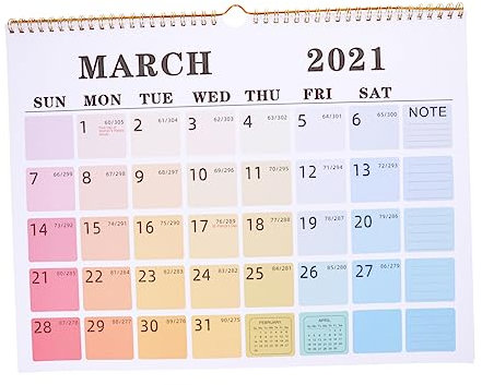 Amosfun Eleganter Englischer Wandkalender 2021 Multifunktionaler Planer Notizblock für Die Familie