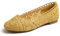Feversole Round Toe Lace Ballet Crochet Flats Women's Comfy Breathable Shoes Yellow Knit Crochet 5 UK