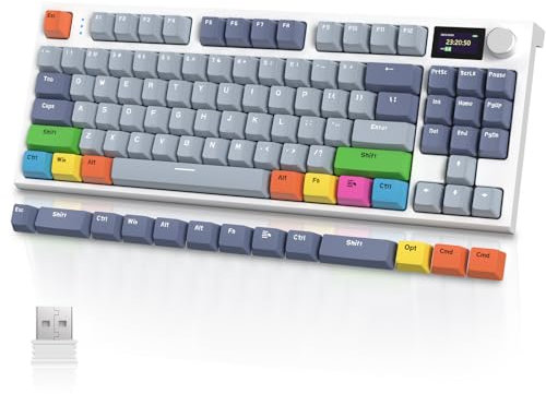 VGN GAMEPOWER ATTACK SHARK K86PRO Wireless Mechanical Keyboard Apex Pro TKL 75%, 2.4G/Bluetooth/Wired Gaming Keyboard, Gasket Mount with Color Display&Knob, RGB Backlit, Hot Swappable Linear Switch