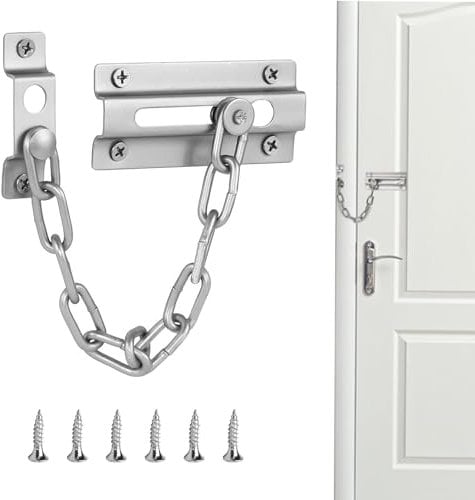 1PCS Stainless Steel Door Chain,Chain Lock for Door Anti Theft Home Safe Nickel Plated Door Locks with Screws,Door Chain Internal Door Lock,Door Chains for Front Door