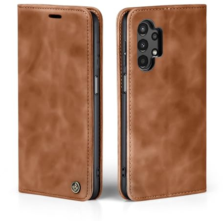 LBH Handyhülle für Samsung Galaxy A23 5G in Hellbraun mit Karten- und Geldfach Smartphone Hülle mit Standfunktion Flip Case Schutzhülle Magnetverschluss Vintage