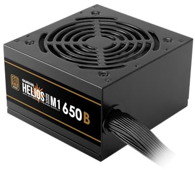 GAMDIAS Helios M1-650B (EU) Fuente de Alimentación PC Gaming ATX No Modular, Certificación 80 Plus Bronze, Ventilador PWM Silencioso de 120 mm, 85% de eficiencia, Cable Plano, Negro