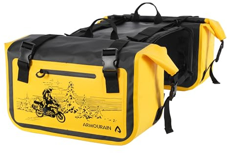 ARMOURAIN Motorrad Seitentasche 50L (25L*2) Kofferraum Sitztasche Satteltasche Motorradzubehör (Gelb)