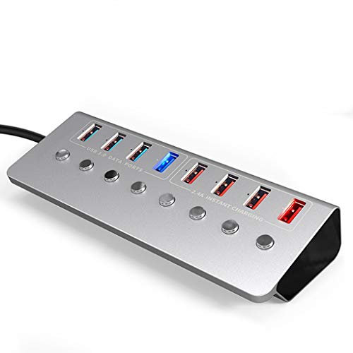 Aluminum Alloy 8-Port USB3.0 Splitter 4 Port Laptop Extended USB HUB 4 Port Fast Charging Adapter External 12V 4A Power Supply