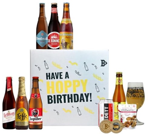 BEER HUNTER Belgium Beer Hoppy Birthday Beer Gift Box - Premium Selection, Gifts For Him, For Her, Christmas, Birthday's, Father's Day, IPA, Lager, Ale, Fruit Beer,