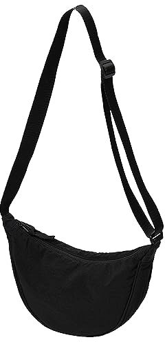 A-QMZL Borse Donna Tracolla, Borsa Mezzaluna Donna Borsa Spalla Regolabile Borsette Donna Tracolla Piccole Nylon Crossbody Bag (Nero)