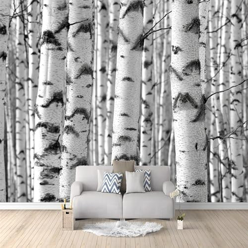 Fototapete Birken 3D Effekt Wand Dekoration Natürlicher Wald - für TV Hintergrund Schlafzimmer Vlies Tapete Vliestapete Wandtapete Motivtapeten Montagefertig (400 x 280 cm)