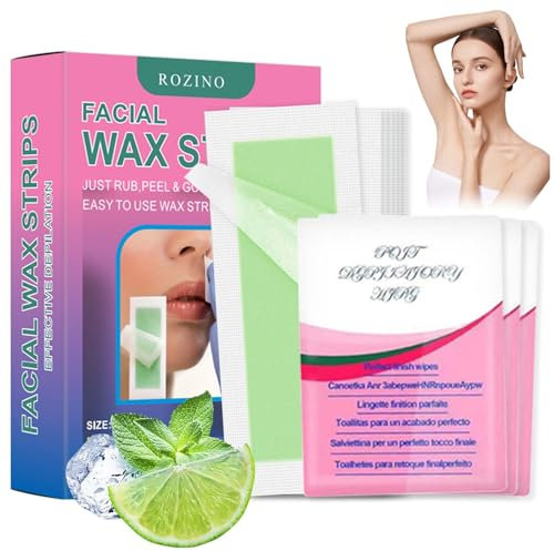 30 PCS Wachsstreifen Haarentfernung, Wachsstreifen Haarentfernung Set, Haarentfernung für das Gesicht, Lippen & Augenbrauen Kaltwachs Enthaarung Streifen fürs Frauen Gesicht, alle Hauttypen