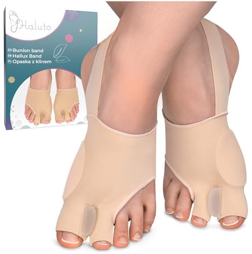 HALUTO 2 Stück Hallux Valgus Korrektur Bandage Mit Fersenband - Zehen Spreizer Hallux Valgus - Zehenspreizer Großer Zeh - Hallux Valgus Socken Mit Gelschutz