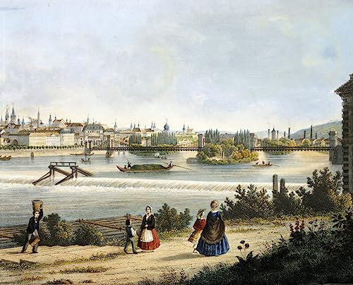 VsoxA Berühmte Gemälde Moderne Kunst Ölgemälde auf Leinwand Prag an der Moldau von Vincenc Morstadt Leinwand Wandkunst für Wohnzimmerdekoration 60x90cm