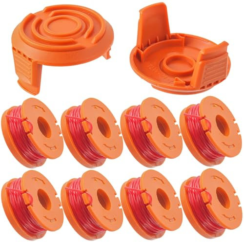 EPLZON Tagliabordi Bobine, Ø1.65mm e 3.0m Lunghezza Filo Tagliabordi Bobine Decespugliatore Compatibile con Worx WA0010 Bobina di Ricambio(8 Bobine Tagliaerba+ 2 Copertura Bobina)