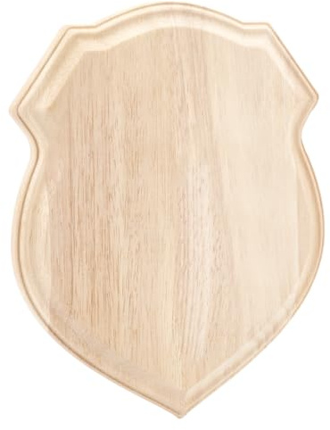 FINGERINSPIRE Placa de madera natural sin acabar, 25 x 20 x 1,7 cm, placa decorativa de madera con forma de escudo Burlywood, pedestal, letreros de madera en blanco para proyectos de bricolaje,
