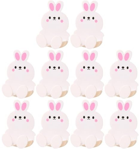 Fituenly 10 Pcs Self Adhesive Wall for Plugs Toothbrush, Cute Bunny Plug Wall Hangers Socket Holders Wall Mounted Phone Holder