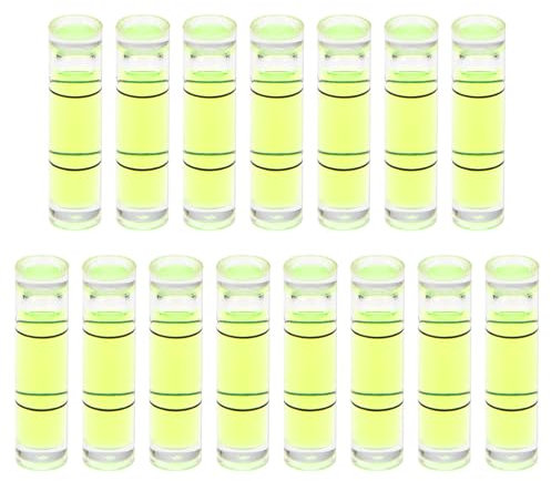 sourcing map 15pcs Small Cylindrical Bubble Level Vials 6x24mm PMMA Mini Horizontal Bubble Spirit Level Measuring Layout Tools for RV TV Picture Frame Hanging Tool Leveler