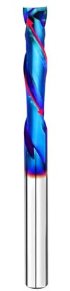 BGTEC Compression Cut Spiral Router Bits 6.35 MM Shank Solid Carbide Nano Blue Coated End Mill Router Bit for Wood Carving Engraving Grinding Grooving