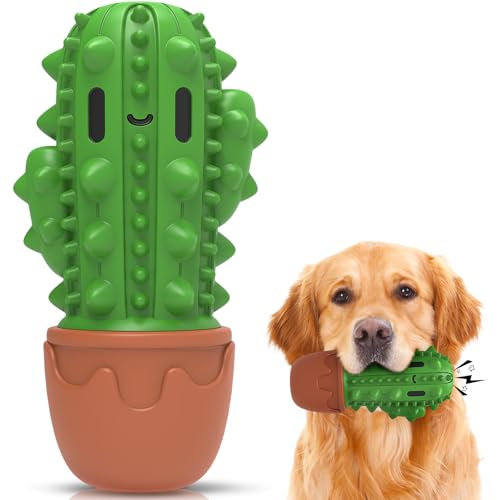 HETOO Dog Toys, Indestructible Dog Chew Stick for Medium Large Breed with Beef Favor, Durable Toothbrush Toy for Dogs Teeth Cleaning & Keep Them Busy, Rubber Nylon Materials