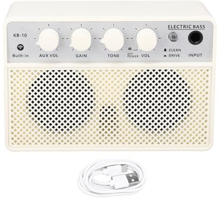 Eujgoov KOKKO KB-10 Bass Amplifier Portable Mini Bluetooth Audio 10W Mini Bass Amplifier Portable Rechargeable Bass Guitar Practice Amplifier