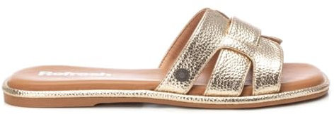 REFRESH - Sandalia Mujer Oro - Calzado Cómodo y Versátil - Moda casual - Modelo 17255304 (Talla 39)