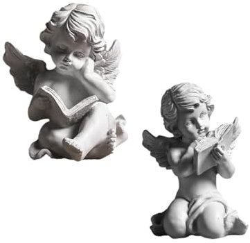 CATIEBYE 2stücke Engel Skulptur Ornament Resin Figurine Für Stilvolle Tischdekoration Kreative Engel Deko Für Zuhause Perfektes Für Weihnachten Hochwertige Handwerkskunst Mit