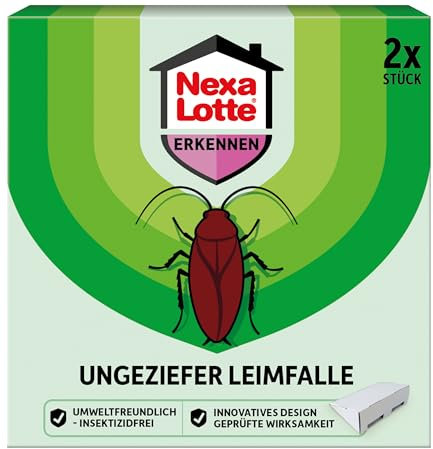 Nexa Lotte Ungeziefer Leimfalle, 2 Fallen gegen Küchenschaben kompakte Falle für effektive Schädlingsbekämpfung ohne Insektizide