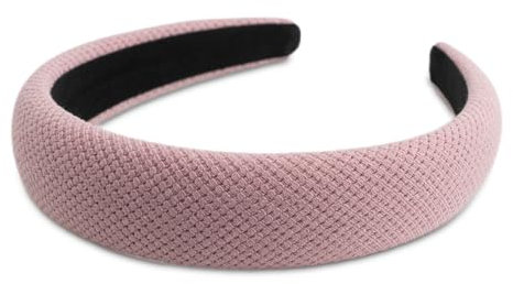 SXQLYH Serre-tête rembourré large pour femme - En tissu rembourré - Magnifique bandeau en tissu doux - Bandeau rembourré - Bandeau confortable pour femmes et filles - Rose