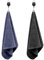 Golf Towel 2-Pack with Retractable Hook 12x12in (30x30cm) - Quick-Dry Microfiber Sports Towels for Golf Course and Practice, Portable Dual Towel Set, Durable Cleaning Golf Accessories - Black & Grey