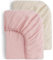 Yoofoss 2er Set Bettlaken 70x140 cm Kinderbett Kinder Spannbettlaken Kinderwagen Musselin-Baumwolle Reisebett Spannlaken Beistellbett Leintücher für Babybett und Kinderbet (Beige Rosa)
