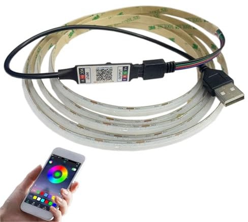 5V USB Led Beleuchtung Hintergrundbeleuchtung Fernseher,Rgb COB LED with Bluetooth Musik Sync für Home Dekoration Beleuchtung (RGB, 1M)