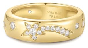 ANIA HAIE Damen Ring MELODIC POET Celestial Chunky aus 925 Sterling Silber, besetzt mit Gravuren in Form von Stern und Mond und 28 Zirkonia, inkl. Geschenkverpackung