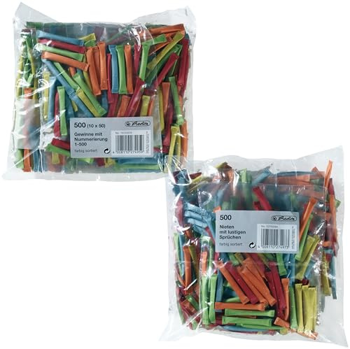 Herlitz 10733376 Gewinnlose 2x 500 Stück (Farben sortiert) (500 Gewinne + 500 Nieten)