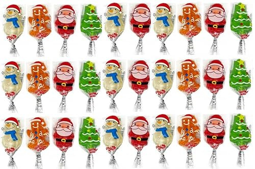 Weihnachtlutscher Süßigkeiten Mix 30 Stück I Lutscher Candy mit Weihnachtsmotiven I Weihnachtsmann I Schneemann I Weihnachtsbaum Nikolaus & Wichtelgeschenke Shipsy Block