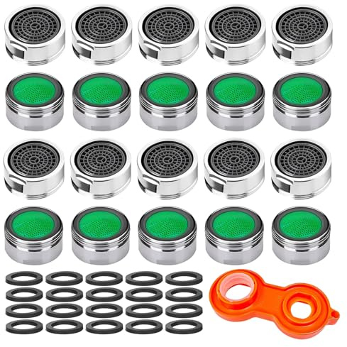 20 Pcs Perlatoren Für Wasserhähne Perlatoren M24 Sieb Wasserhahn Sieb Filter Für Wasserhahn Siebeinsatz Strahlregler Wassersparend Spritzwassergeschützt Mit 20 Gummiringe 1 Montagewerkzeug