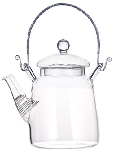 Ipetboom Théière en Verre Transparent 350 Ml Poignée Inox Résistante la Chaleur, Bouilloire Portable pour Maison et Bureau, Compatible Cuisinière, Infusion Thé Parfumé